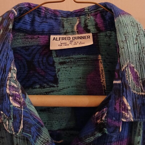 Vintage 80s/90s Alfred Dunner Abstract 3-piece Set Shirt Skirt & Blazer Sz 10/12 - Picture 7 of 8